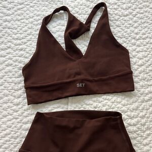Set active chocolate brown workout set